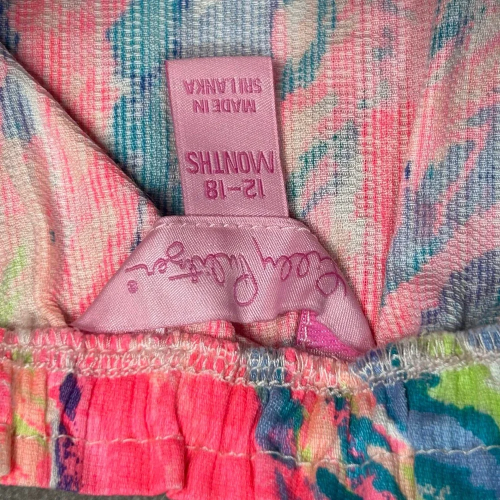 Lilly Pulitzer Baby Bloomers Diaper Cover 12-18 Months Pink Blue Floral Print